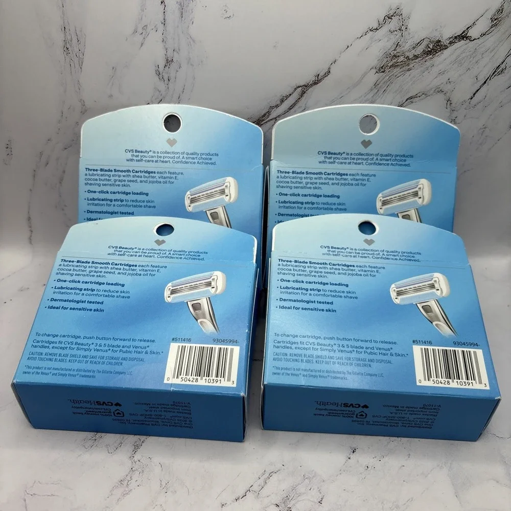 4 Pack Lot (16) CVS 3 Blade Smooth Sensitive Cartridge Refills Compare to Venus
